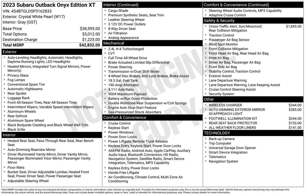 New 2023 Subaru Outback Onyx Edition XT AWD/4WD image 34