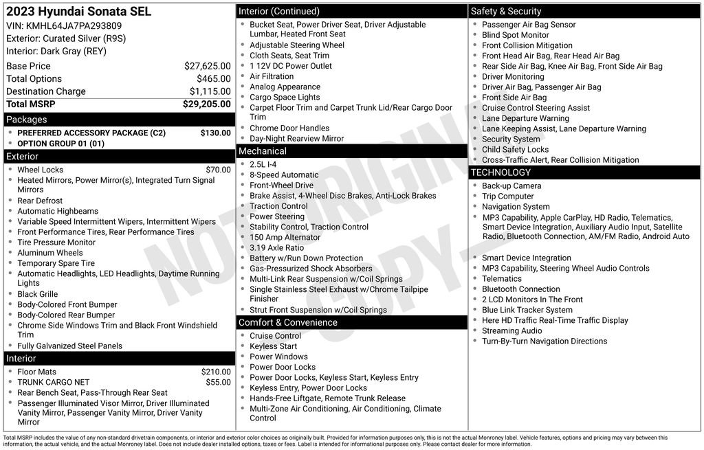 Used 2023 Hyundai Sonata SEL w/ Preferred Accessory Package FWD image 11