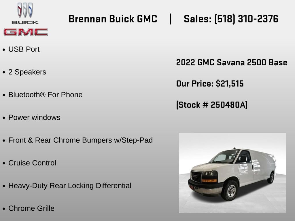 Certified 2022 GMC Savana 2500 Extended w/ Driver Convenience Package RWD image 12