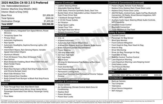 Used 2025 MAZDA CX-50 AWD 2.5 S w/ Preferred Package image 11
