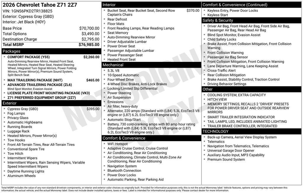Certified 2026 Chevrolet Tahoe Z71 w/ Comfort Package AWD/4WD image 40