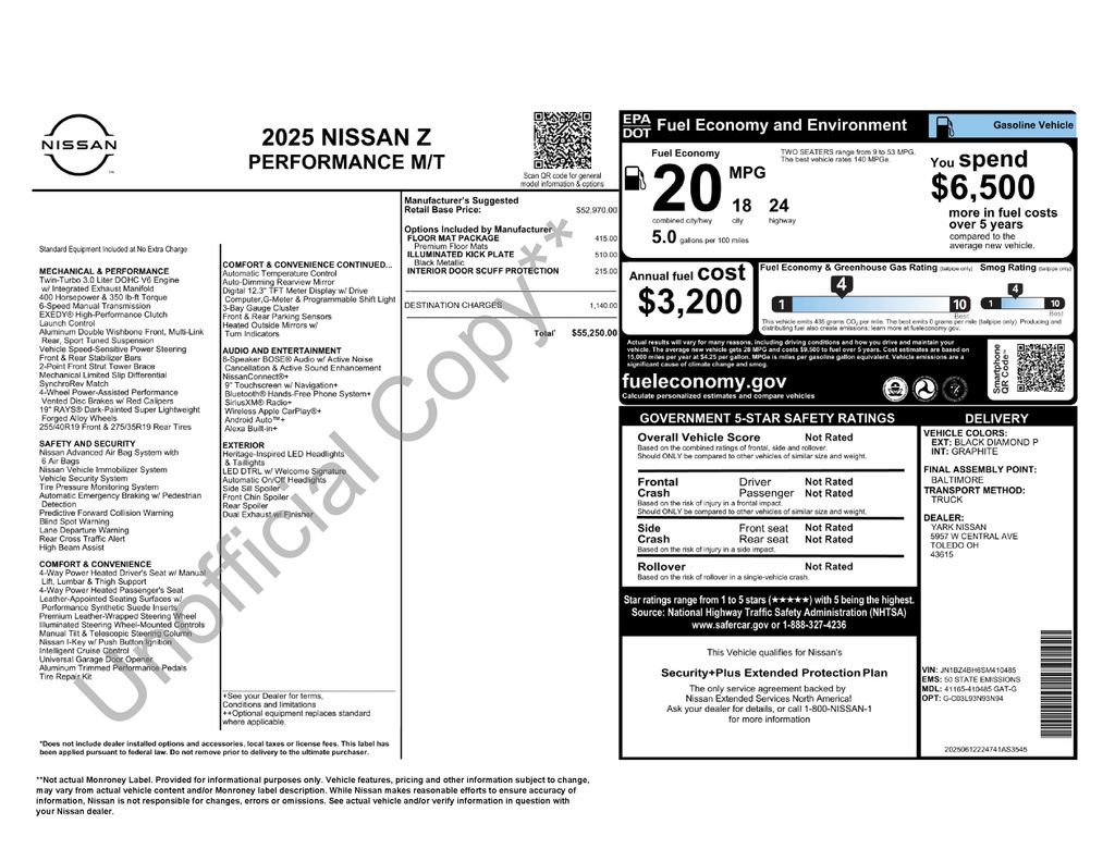 New 2025 Nissan Z Performance w/ Floor Mat Package image 2