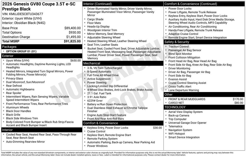 New 2026 Genesis GV80 3.5T Prestige AWD/4WD image 8