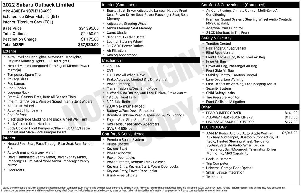 Used 2022 Subaru Outback Limited image 3