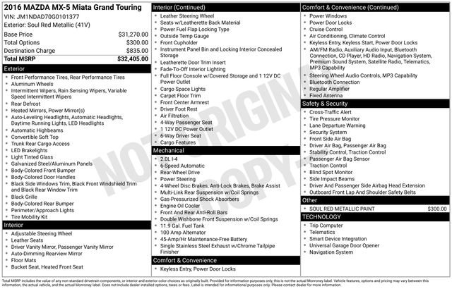 Used 2016 MAZDA MX-5 Miata Grand Touring image 14