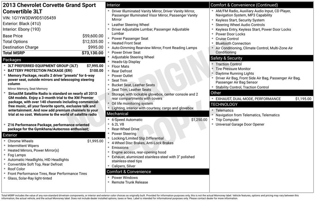 Used 2013 Chevrolet Corvette Grand Sport w/ 3LT Preferred Equipment Group RWD image 4