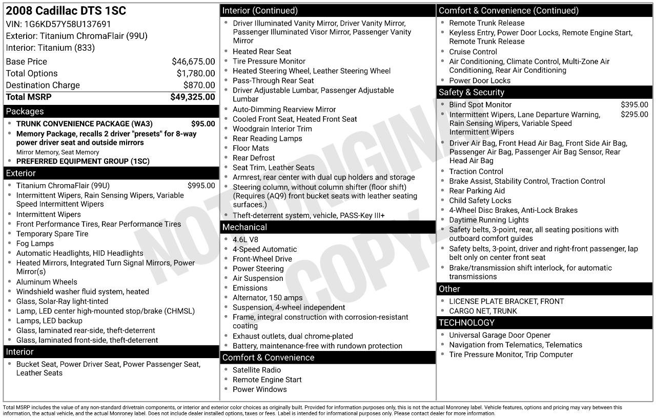 Used 2008 Cadillac DTS w/ Trunk Convenience Package FWD image 4
