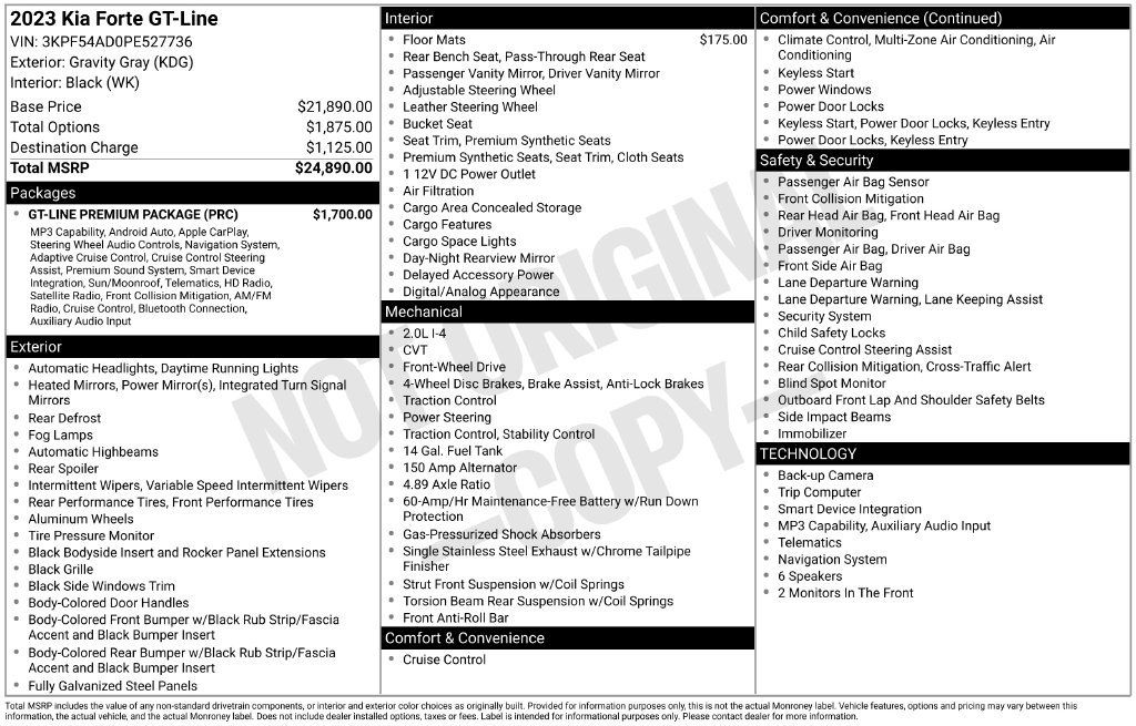 Certified 2023 Kia Forte GT-Line w/ GT-Line Premium Package FWD image 7