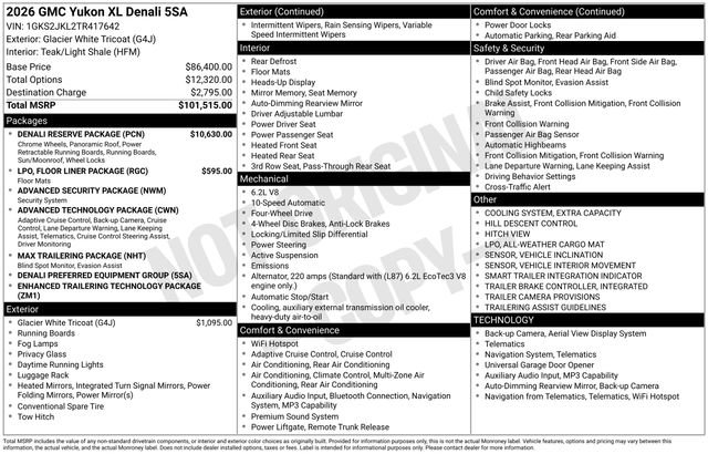 New 2026 GMC Yukon XL Denali w/ Denali Reserve Package AWD/4WD image 24