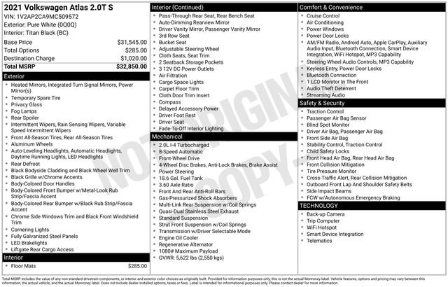 Used 2021 Volkswagen Atlas S FWD image 11