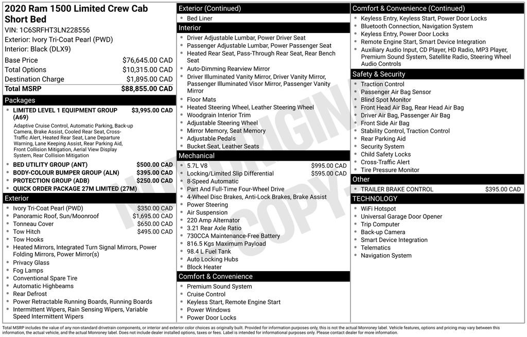 Used 2020 RAM 1500 Limited AWD/4WD image 79