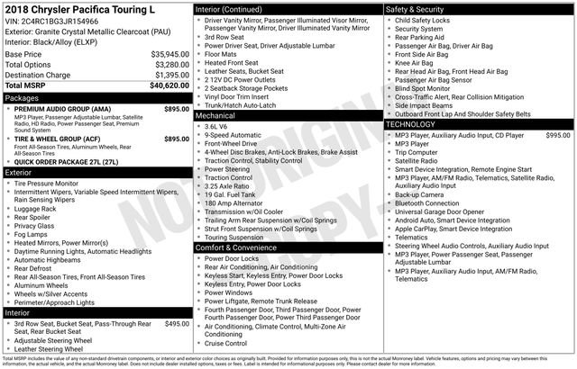 Used 2018 Chrysler Pacifica Touring-L w/ Tire & Wheel Group FWD image 11
