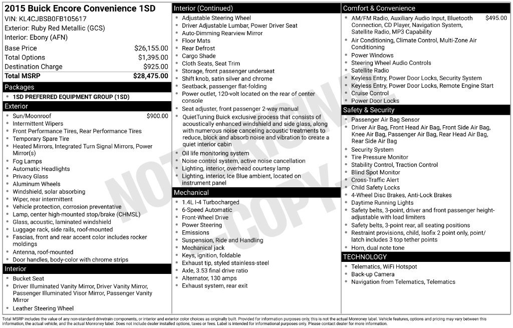Used 2015 Buick Encore Convenience FWD image 34