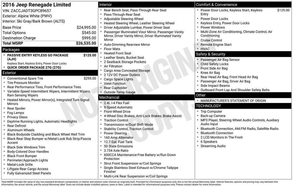 Used 2016 Jeep Renegade Limited FWD image 31
