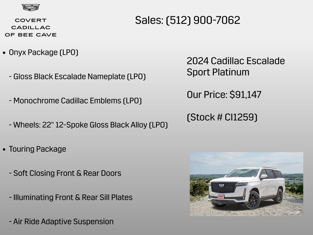 Certified 2024 Cadillac Escalade Sport Platinum w/ LPO, ONYX Package image 32