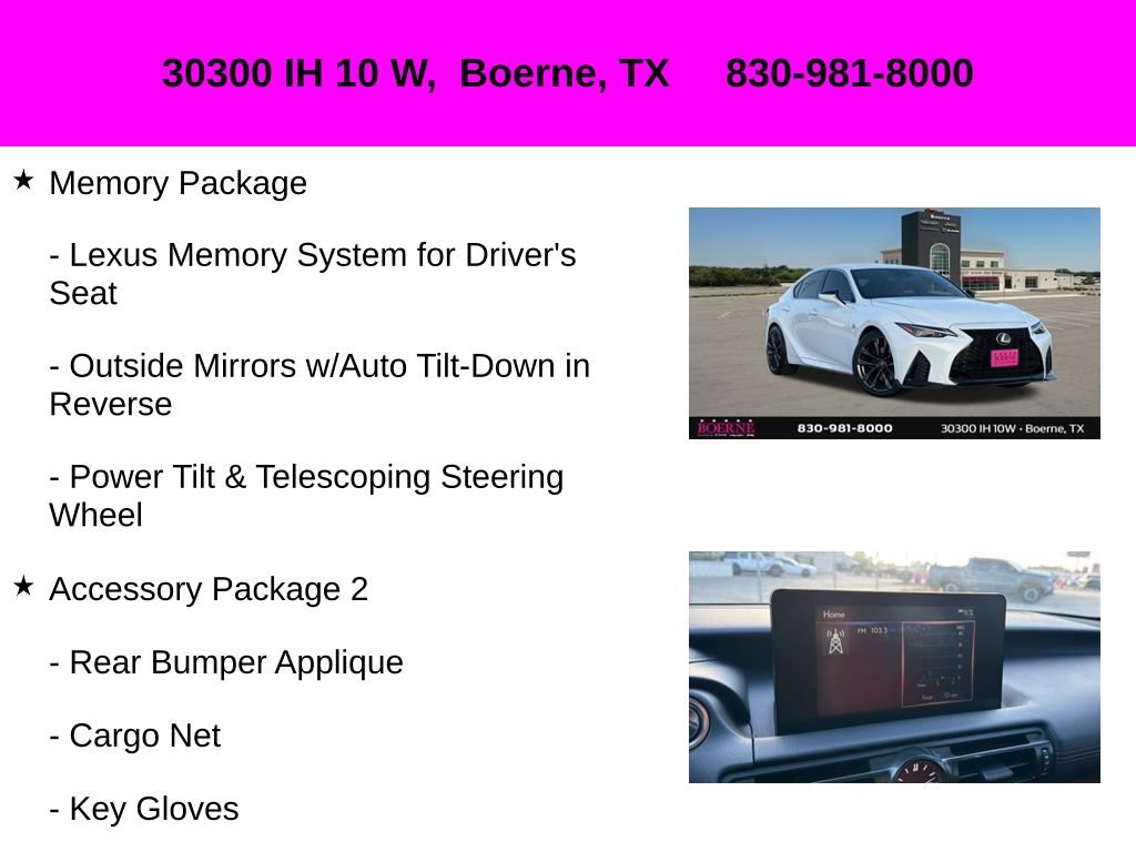 Used 2023 Lexus IS 350 F Sport w/ Memory Package RWD image 10