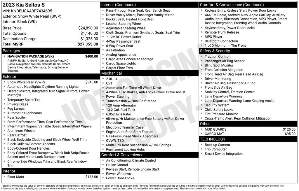 Used 2023 Kia Seltos S w/ Navigation Package image 17