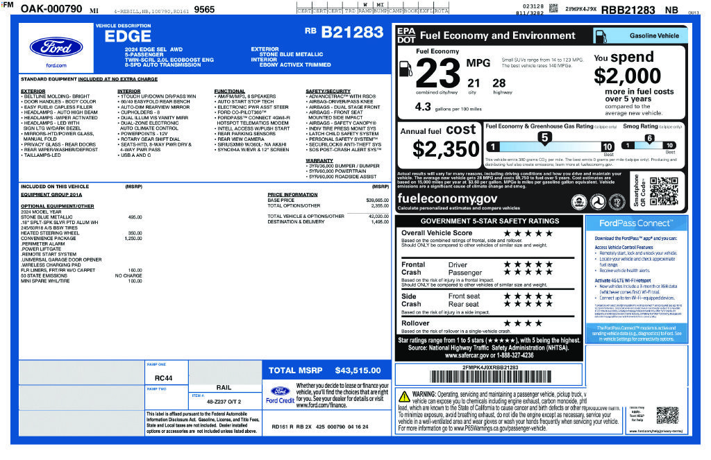 Certified 2024 Ford Edge SEL w/ Convenience Package AWD/4WD image 23