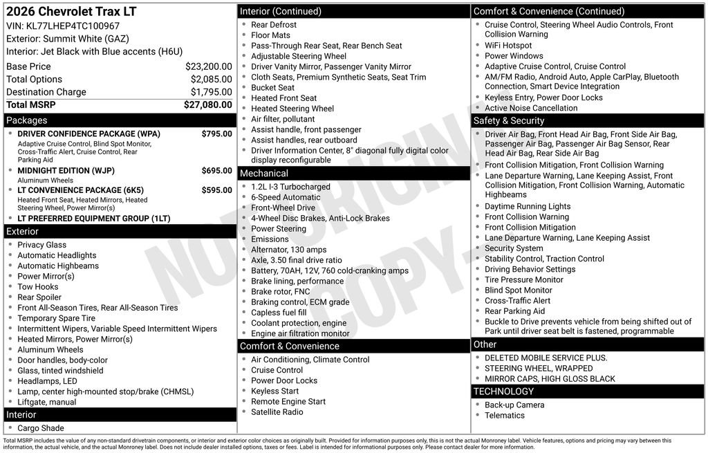 New 2026 Chevrolet Trax LT w/ Driver Confidence Package FWD image 10