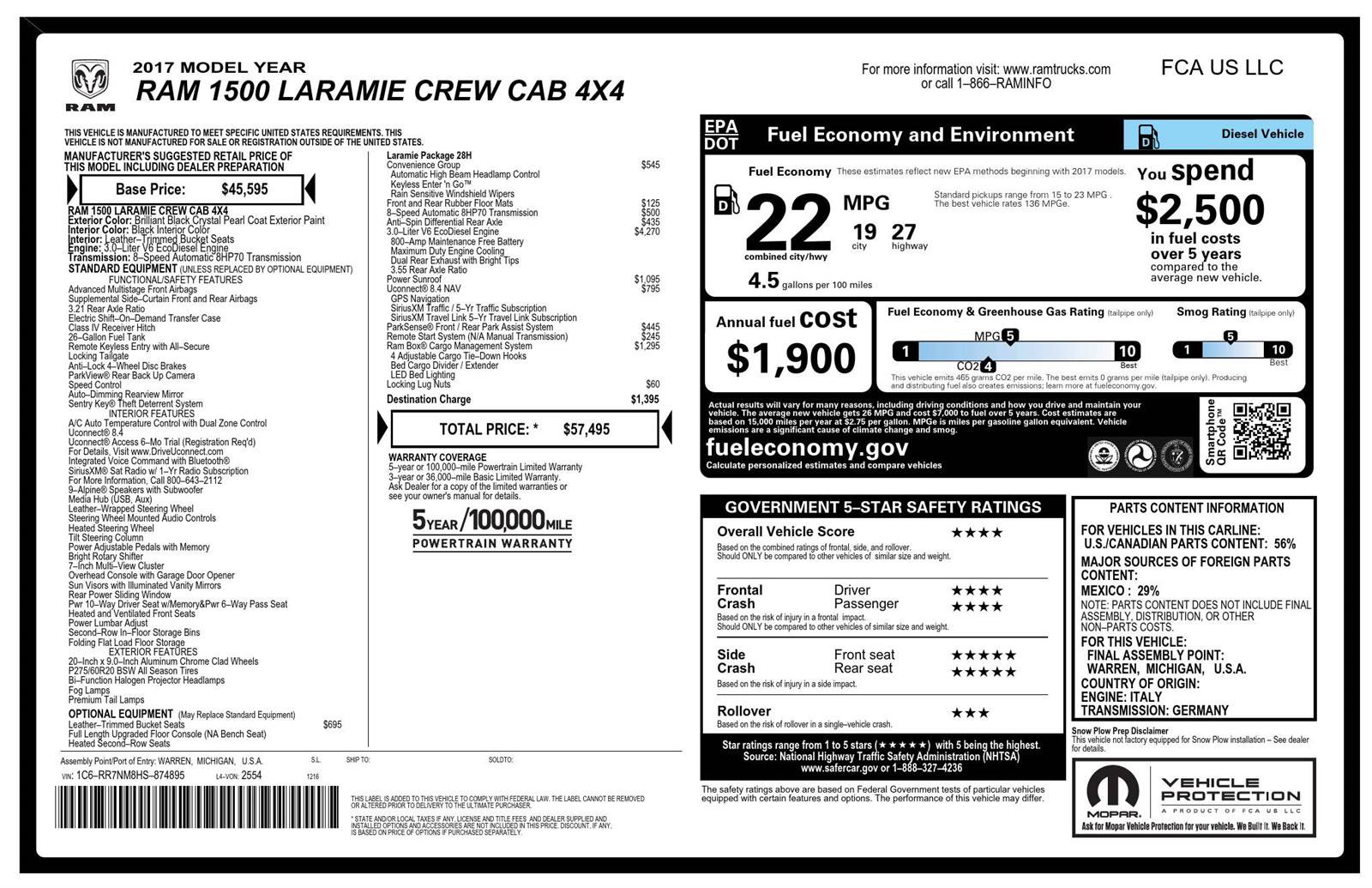 Used 2017 RAM 1500 Laramie w/ Convenience Group AWD/4WD image 4