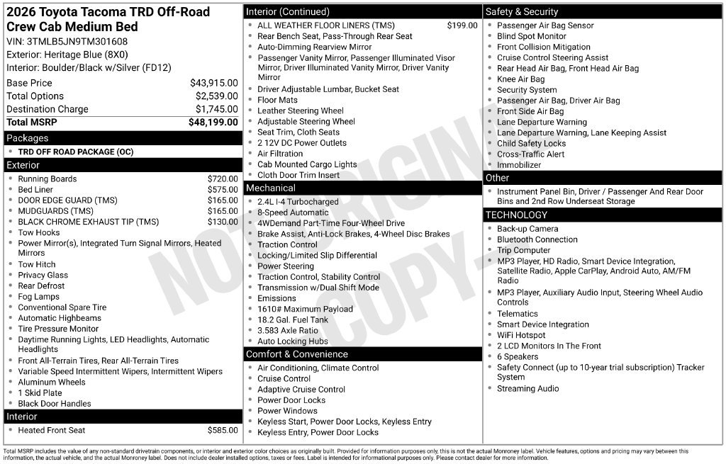 New 2026 Toyota Tacoma TRD Off-Road AWD/4WD image 29