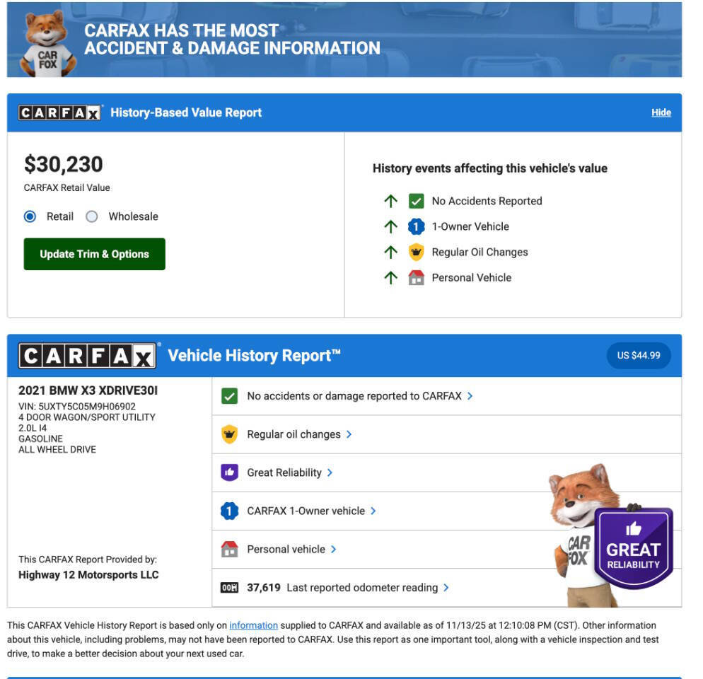 Used 2021 BMW X3 xDrive30i w/ Convenience Package image 2