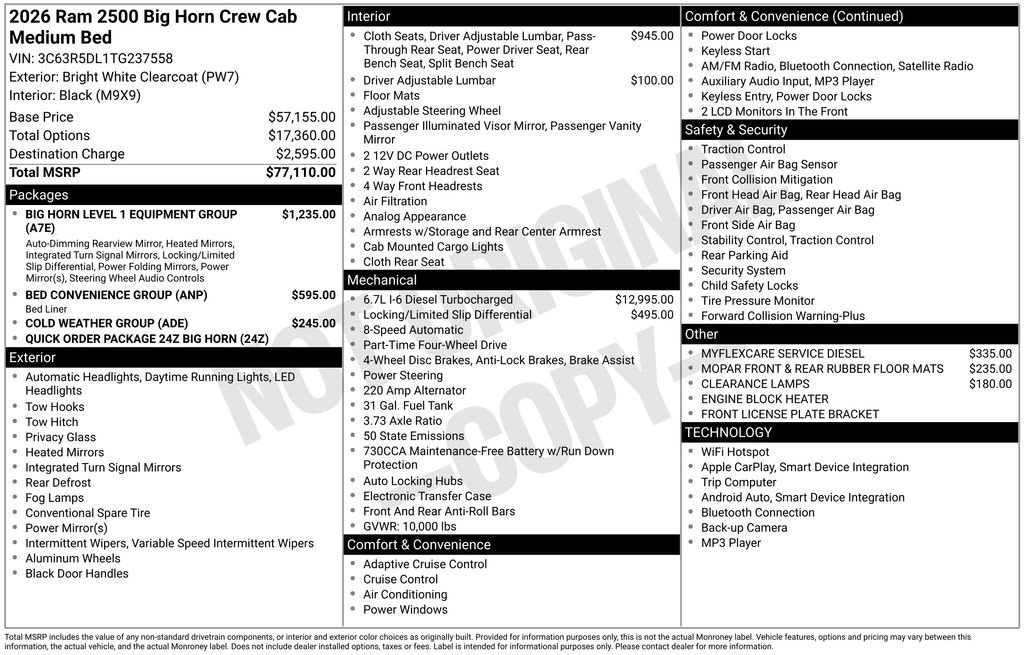 New 2026 RAM 2500 Big Horn AWD/4WD image 6