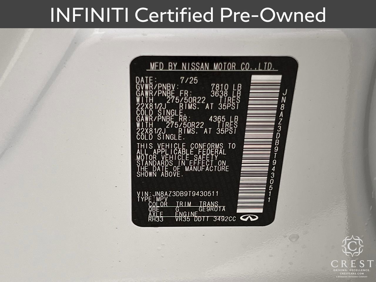Certified 2026 INFINITI QX80 4WD w/ Sport Exterior Package image 35