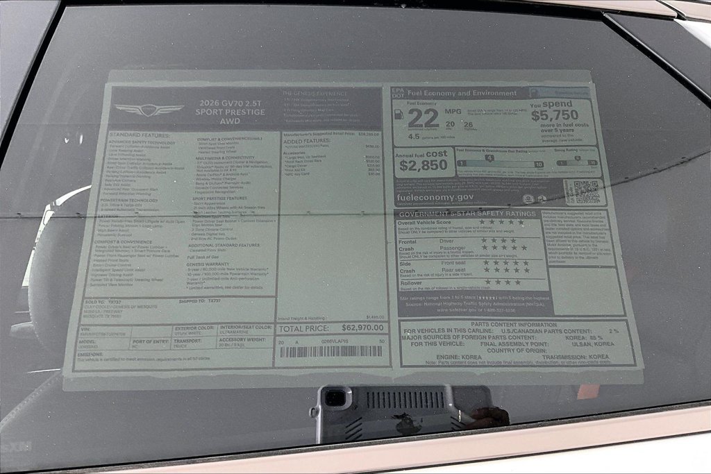New 2026 Genesis GV70 2.5T Sport Prestige AWD/4WD image 36