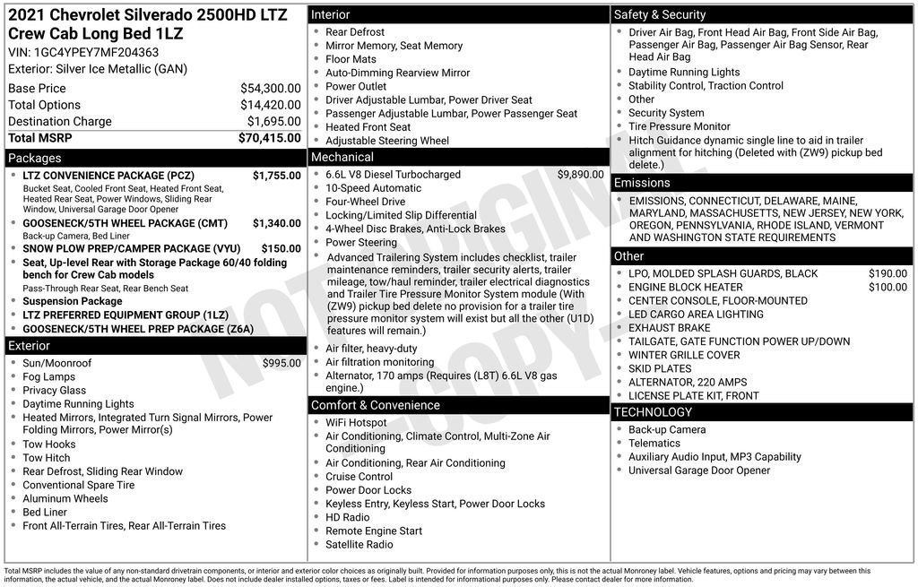 Used 2021 Chevrolet Silverado 2500 LTZ w/ LTZ Convenience Package image 13