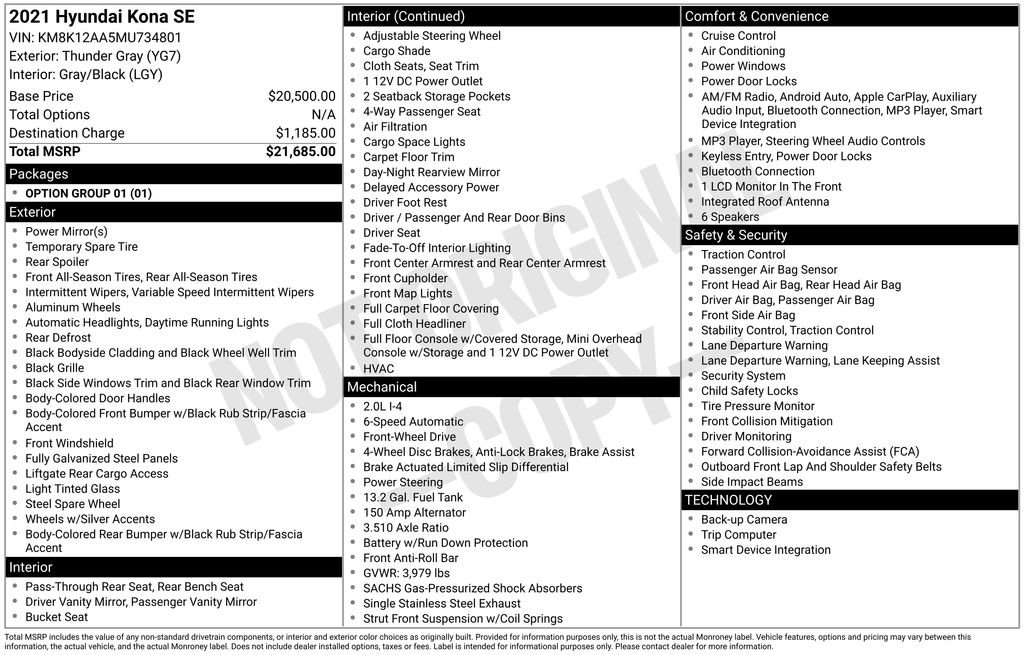 Used 2021 Hyundai Kona SE image 35