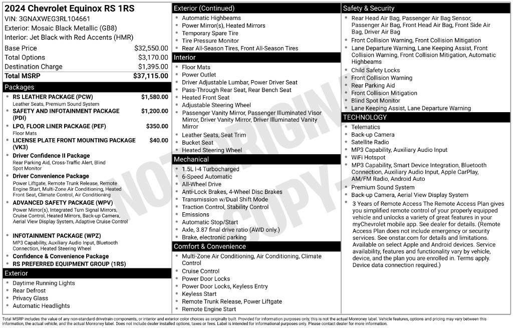 Used 2024 Chevrolet Equinox RS w/ RS Leather Package AWD/4WD image 6