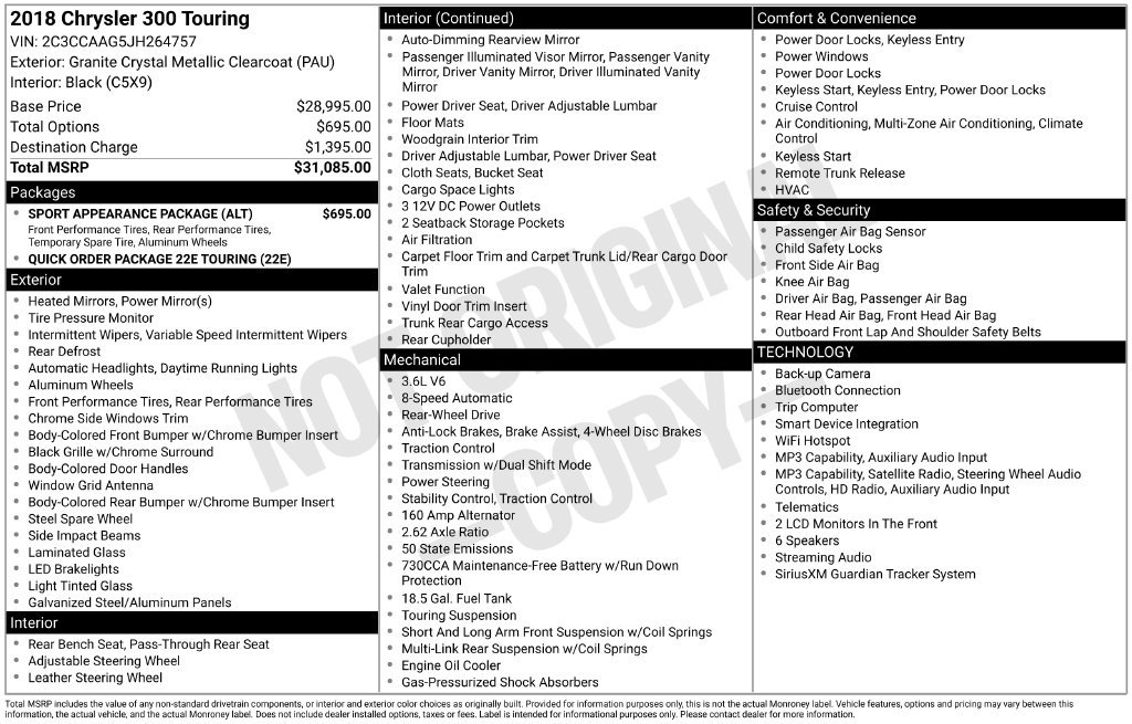 Used 2018 Chrysler 300 Touring w/ Sport Appearance Package RWD image 24