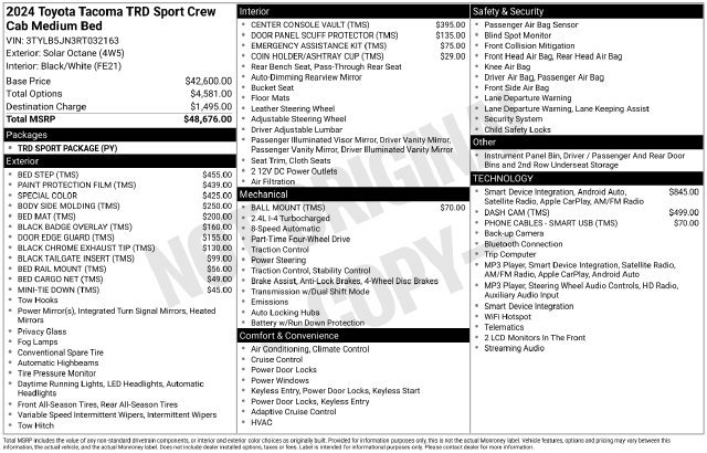 Certified 2024 Toyota Tacoma TRD Sport AWD/4WD image 36