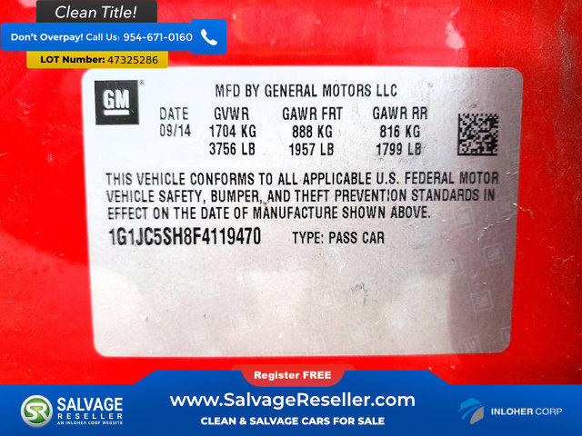Used 2015 Chevrolet Sonic LT w/ Wheels and Fog Lamp Package FWD image 16