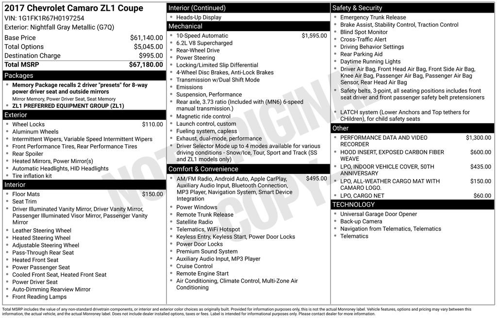 Used 2017 Chevrolet Camaro ZL1 image 11