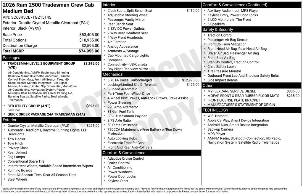 New 2026 RAM 2500 Tradesman AWD/4WD image 6