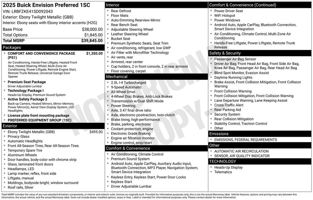 New 2025 Buick Envision Preferred image 42