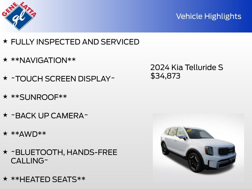 Used 2024 Kia Telluride S w/ S Sunroof Package AWD/4WD image 33