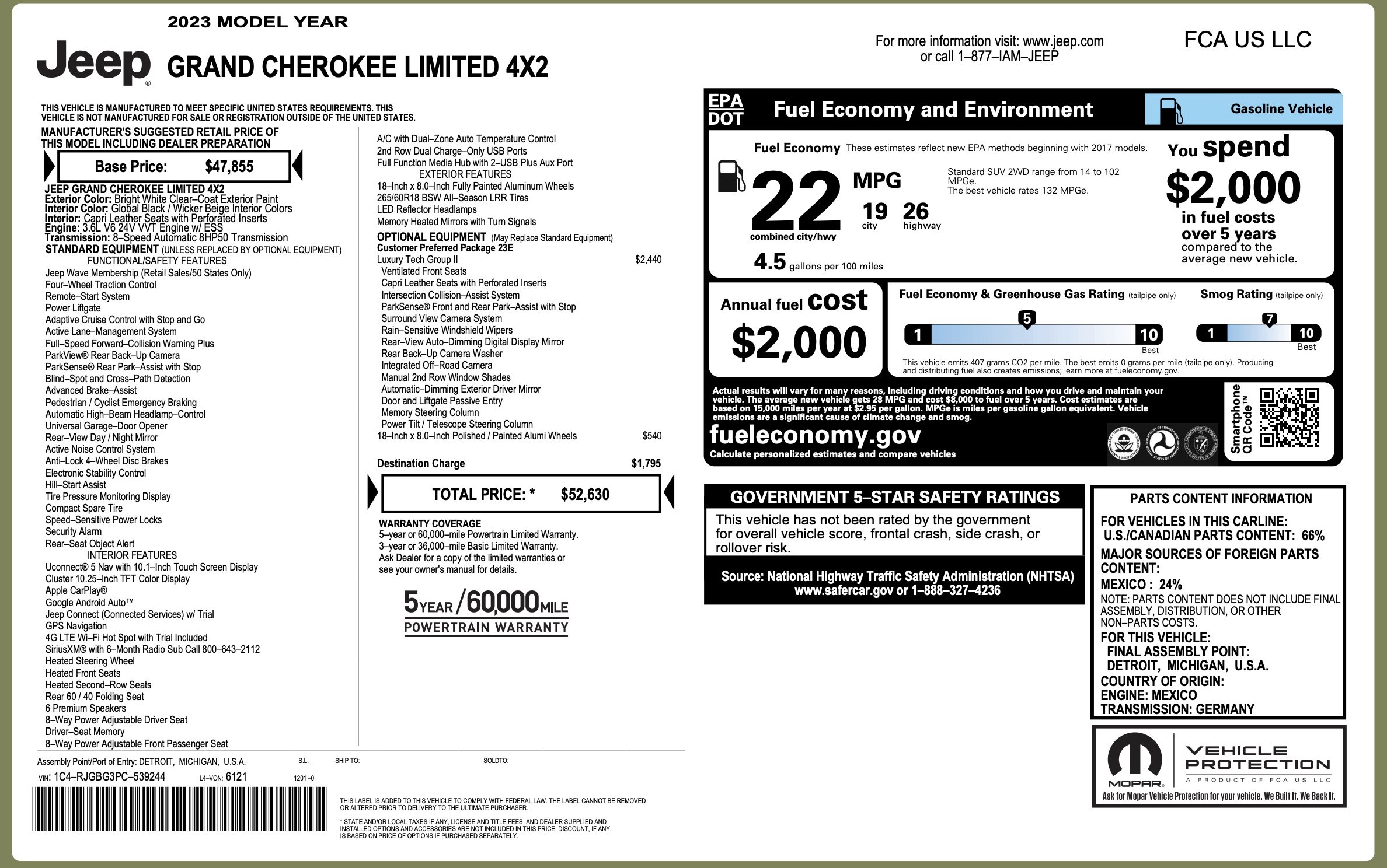 Used 2023 Jeep Grand Cherokee Limited w/ Luxury Tech Group II RWD image 3