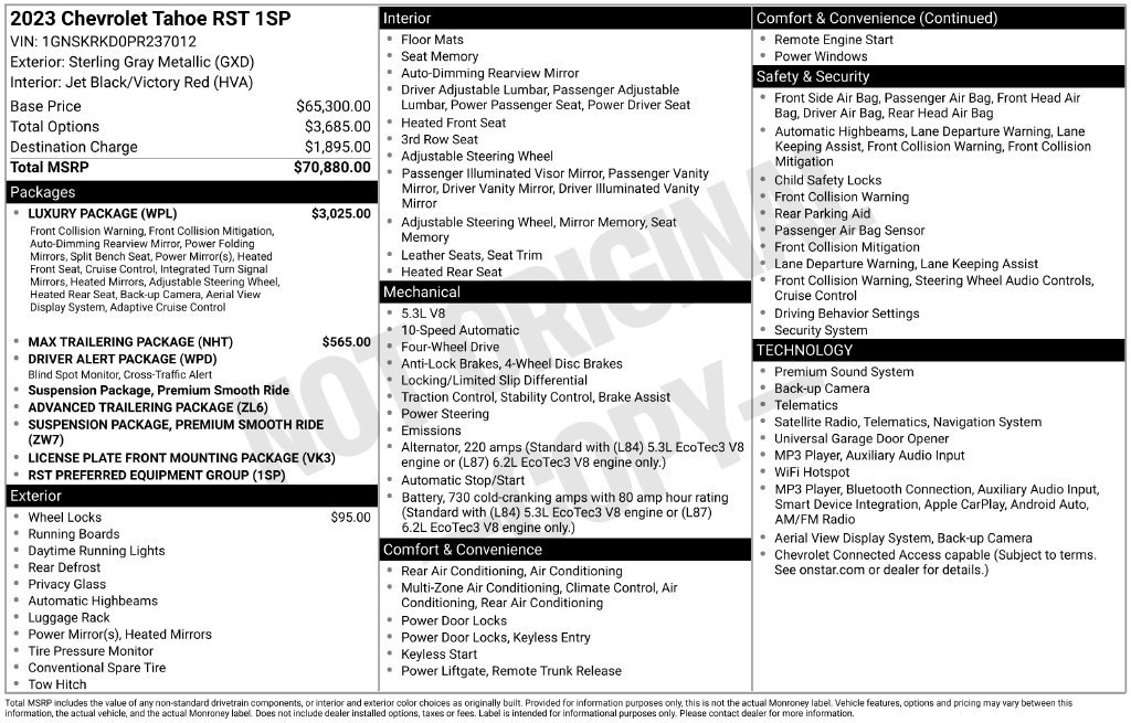 Certified 2023 Chevrolet Tahoe RST w/ Luxury Package AWD/4WD image 55