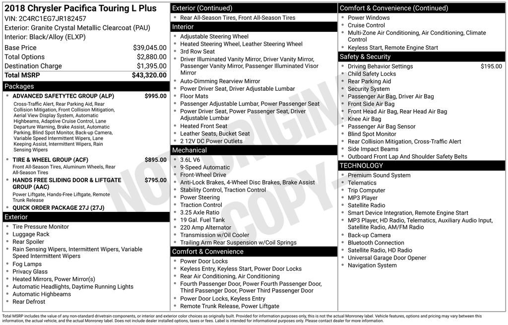 Used 2018 Chrysler Pacifica Touring-L Plus w/ Advanced Safetytec Group FWD image 11