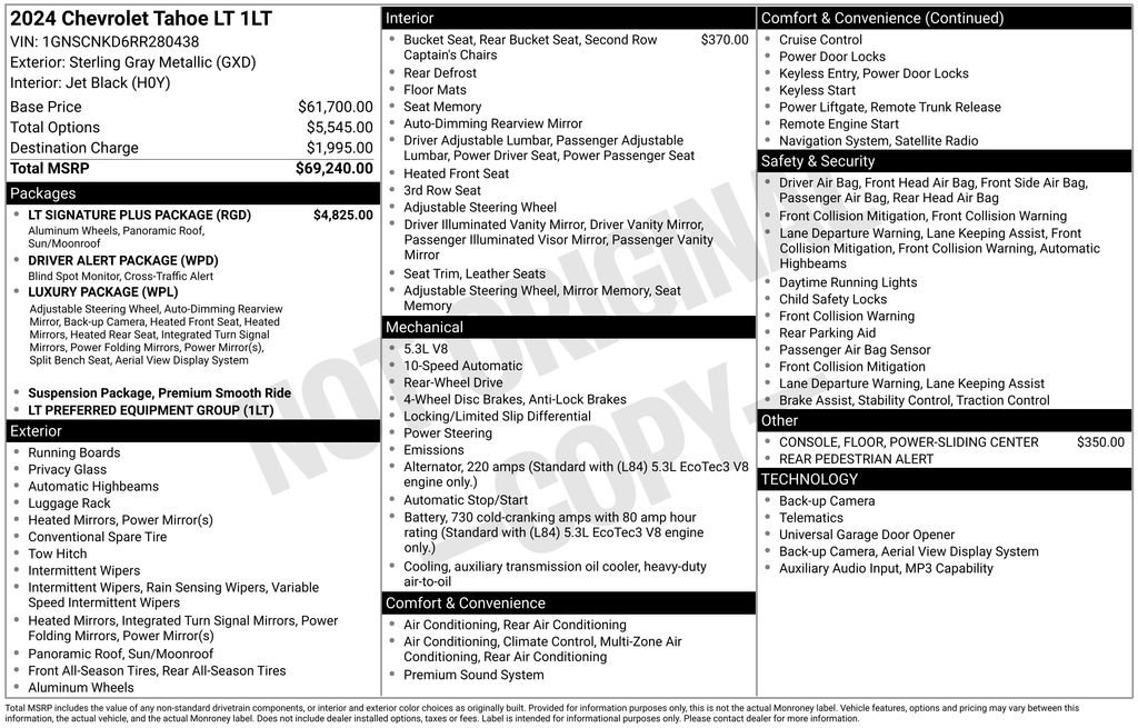 Used 2024 Chevrolet Tahoe LT w/ LT Signature Plus Package image 49