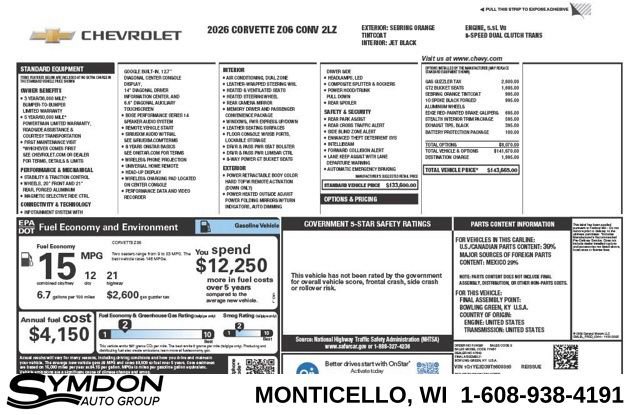 New 2026 Chevrolet Corvette Z06 w/ Stealth Interior Trim Package image 32