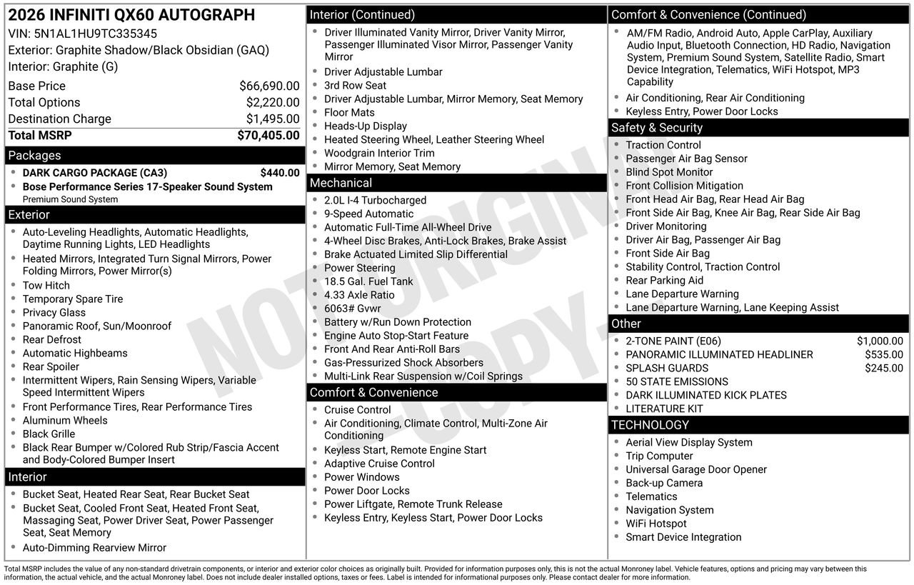 Certified 2026 INFINITI QX60 Autograph w/ Dark Cargo Package image 35