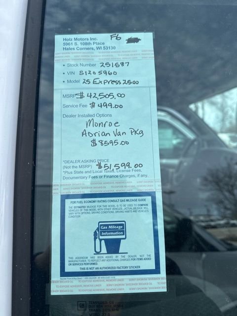 New 2025 Chevrolet Express 2500 w/ Driver Convenience Package RWD image 22