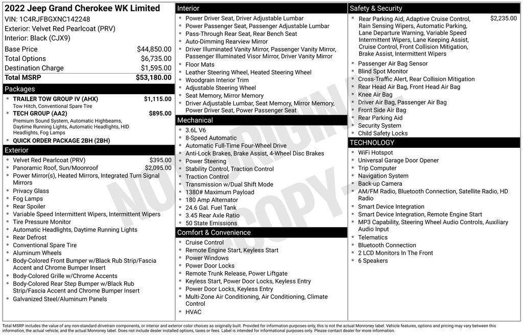 Certified 2022 Jeep Grand Cherokee Limited w/ Trailer Tow Group IV AWD/4WD image 44