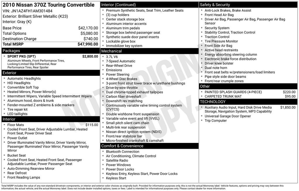 Used 2010 Nissan 370Z Touring w/ Sport Pkg image 3