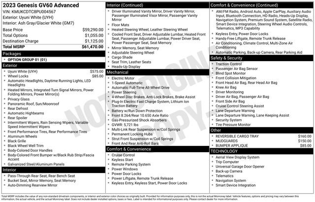 Used 2023 Genesis GV60 Advanced image 2