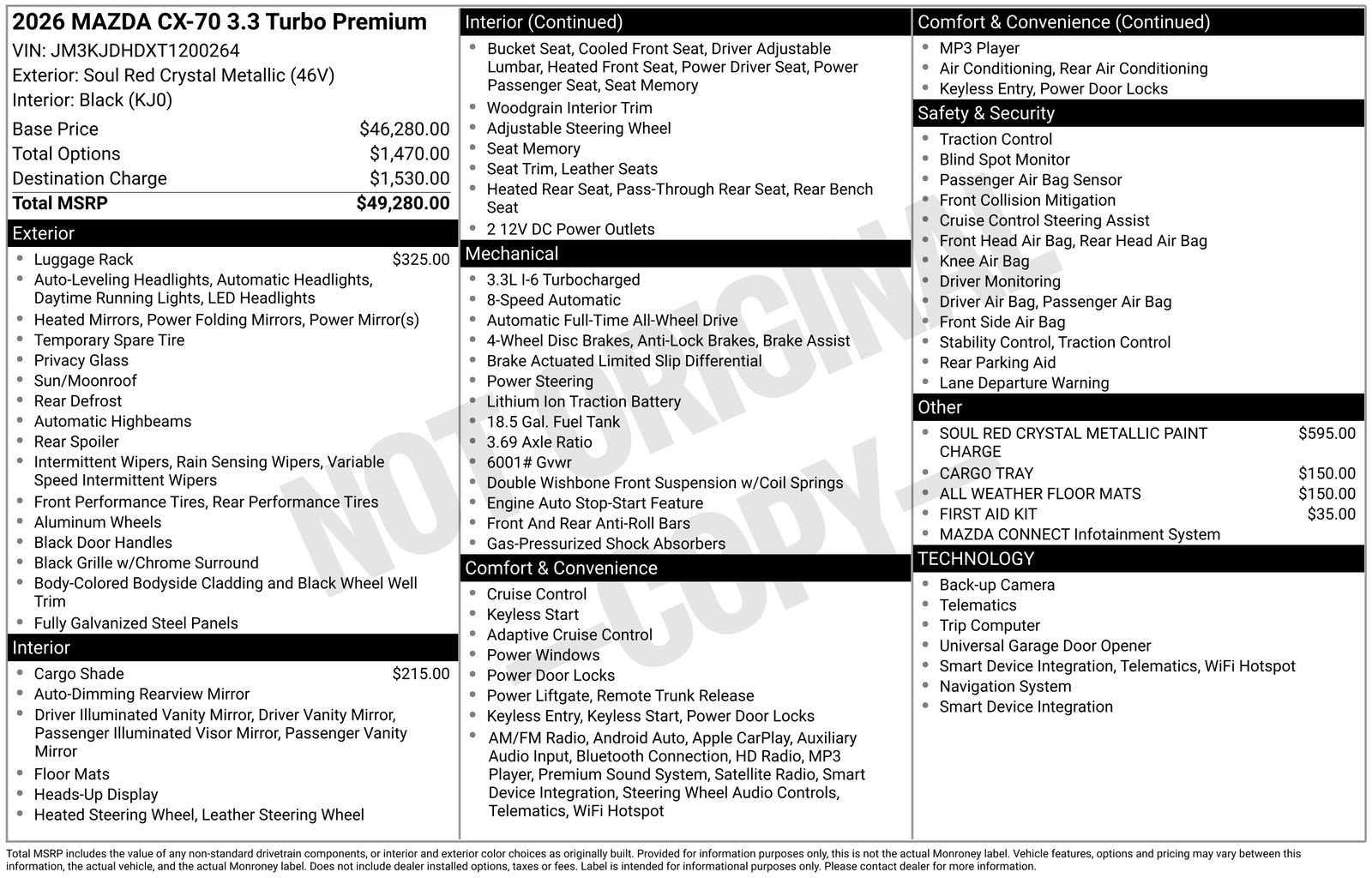 New 2026 MAZDA CX-70 3.3 Turbo w/ Premium Package image 29